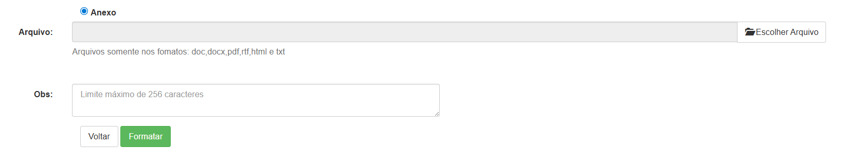 Formulário de Envio